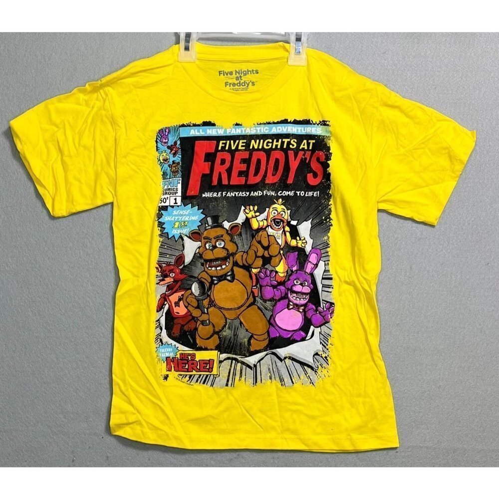 Five Nights at Freddy's Shirt Kids Medium Yellow Short Sleeve T-Shirt Boys Girls